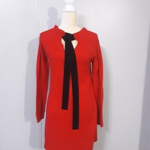 Francesca's #384 Women's Red Sweater Dress Size XXS NWT Round Neck Drawstring